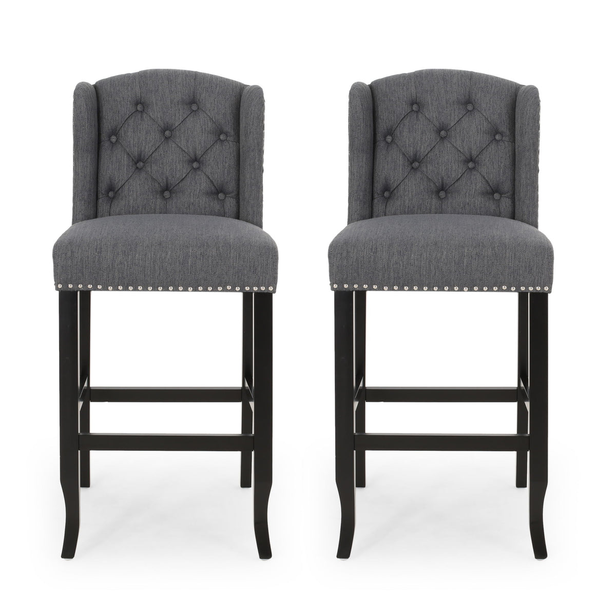 Vienna - Contemporary Fabric Tufted Wingback Counter Stools (Set of 2)