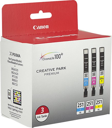 Canon - 251 XL 3-Pack High-Yield Ink Cartridges - Cyan/Magenta/Yellow