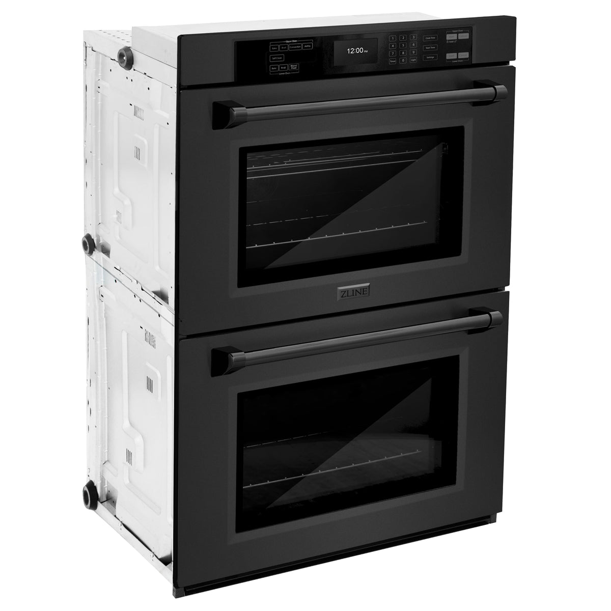 ZLINE - 30 in. True Convection Double Wall Oven w/ Air Fry and Self Clean in Black Stainless - Black Stainless Steel