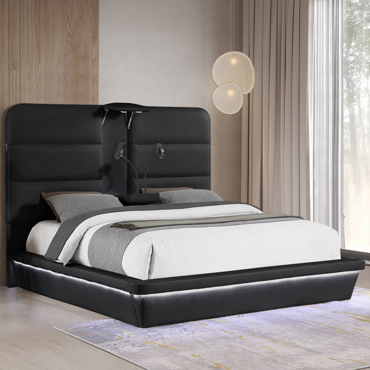 Futura - Cama tapizada con cabecero alto