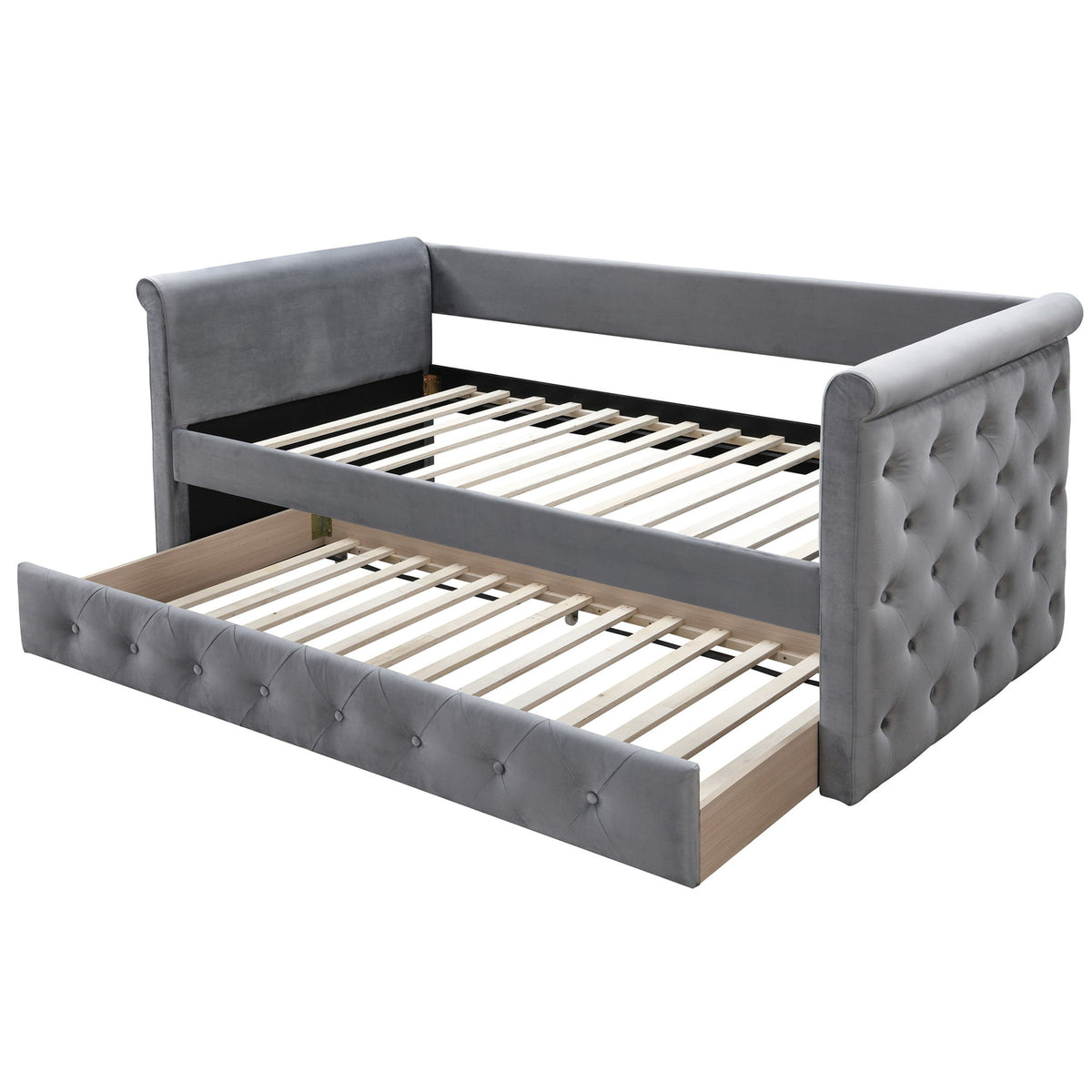 Sofá cama contemporáneo con capitoné de botones y nido de láminas