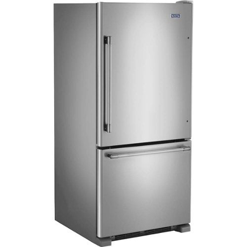 Maytag - 30 in. Wide 19 cu. ft. Bottom-Freezer Refrigerator with Humidity-Controlled FreshLock Crispers - Stainless Steel
