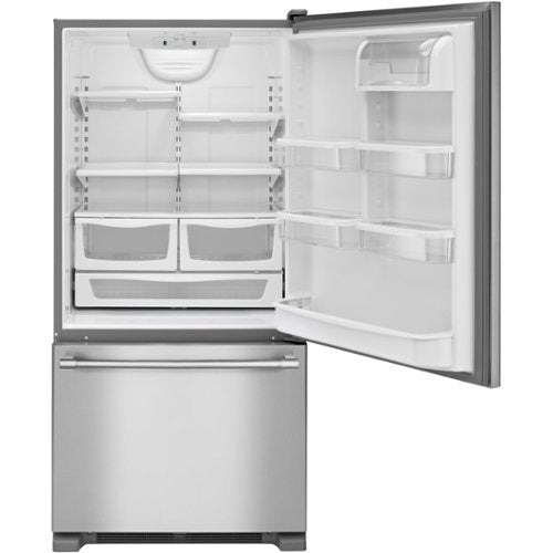 Maytag - 30 in. Wide 19 cu. ft. Bottom-Freezer Refrigerator with Humidity-Controlled FreshLock Crispers - Stainless Steel