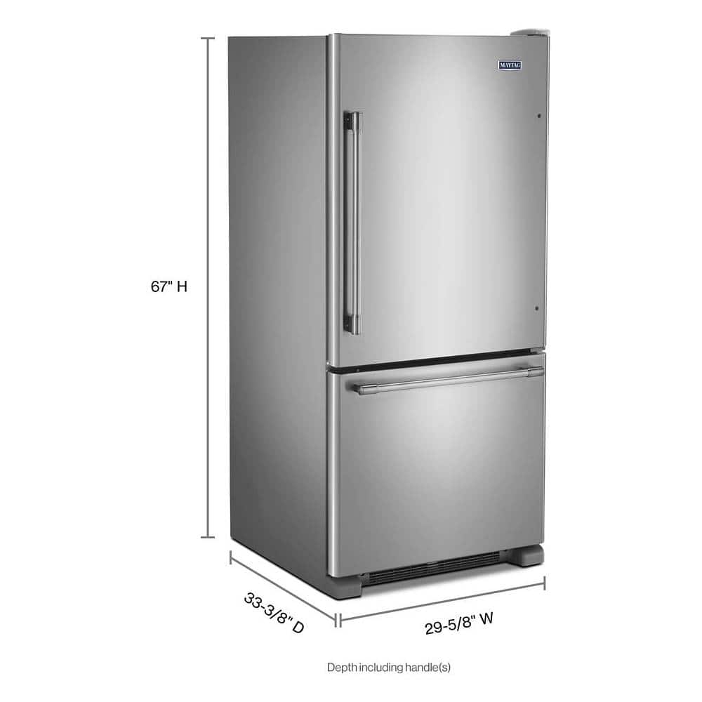 Maytag - 30 in. Wide 19 cu. ft. Bottom-Freezer Refrigerator with Humidity-Controlled FreshLock Crispers - Stainless Steel