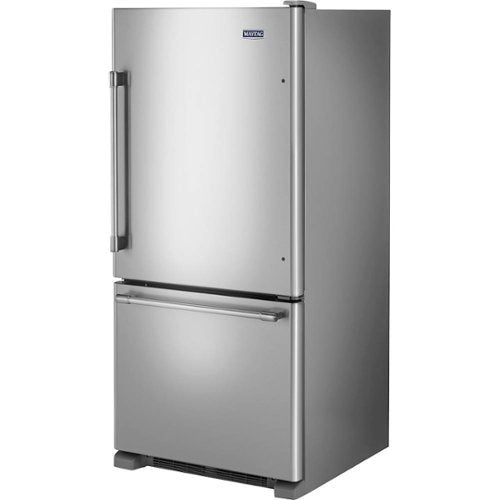 Maytag - 30 in. Wide 19 cu. ft. Bottom-Freezer Refrigerator with Humidity-Controlled FreshLock Crispers - Stainless Steel