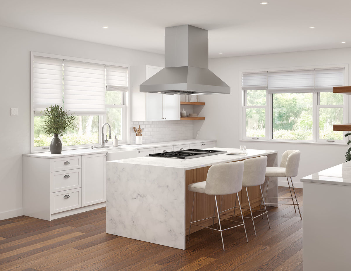 Zephyr - 54 inches - Externally Vented - Island Range Hood - Stainless Steel