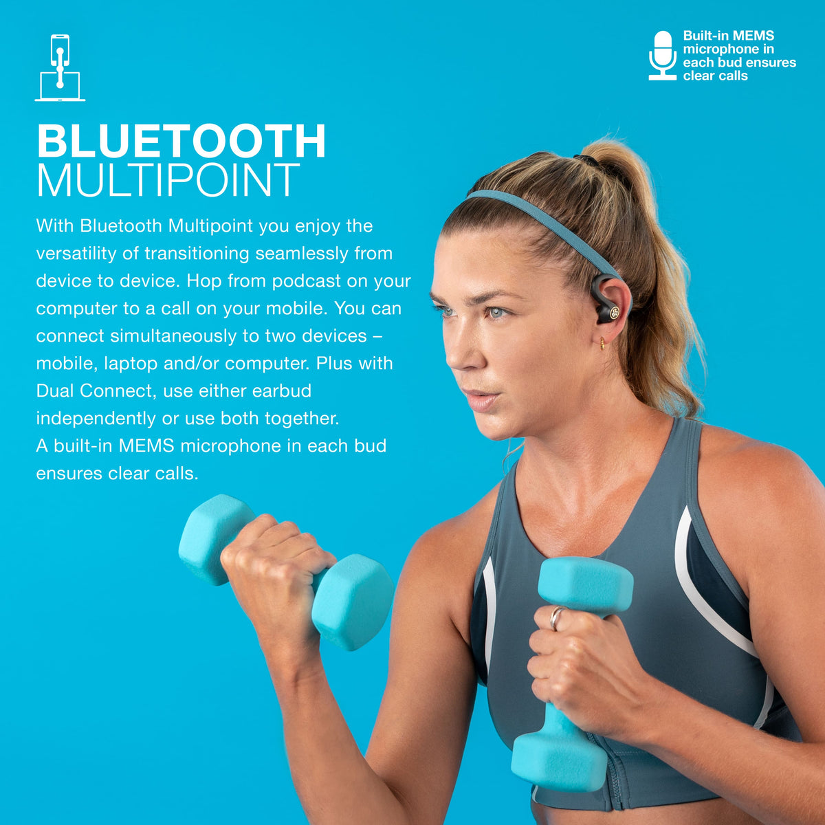 JLab - JBuds Air Sport True Wireless Earbuds - Black