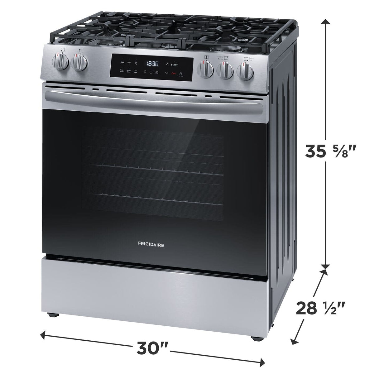 Frigidaire - 30 in. Wide 5 burners 5.1 Cu ft. Slide In Gas Range with Air Fry and 18K BTU Burner - Stainless Steel
