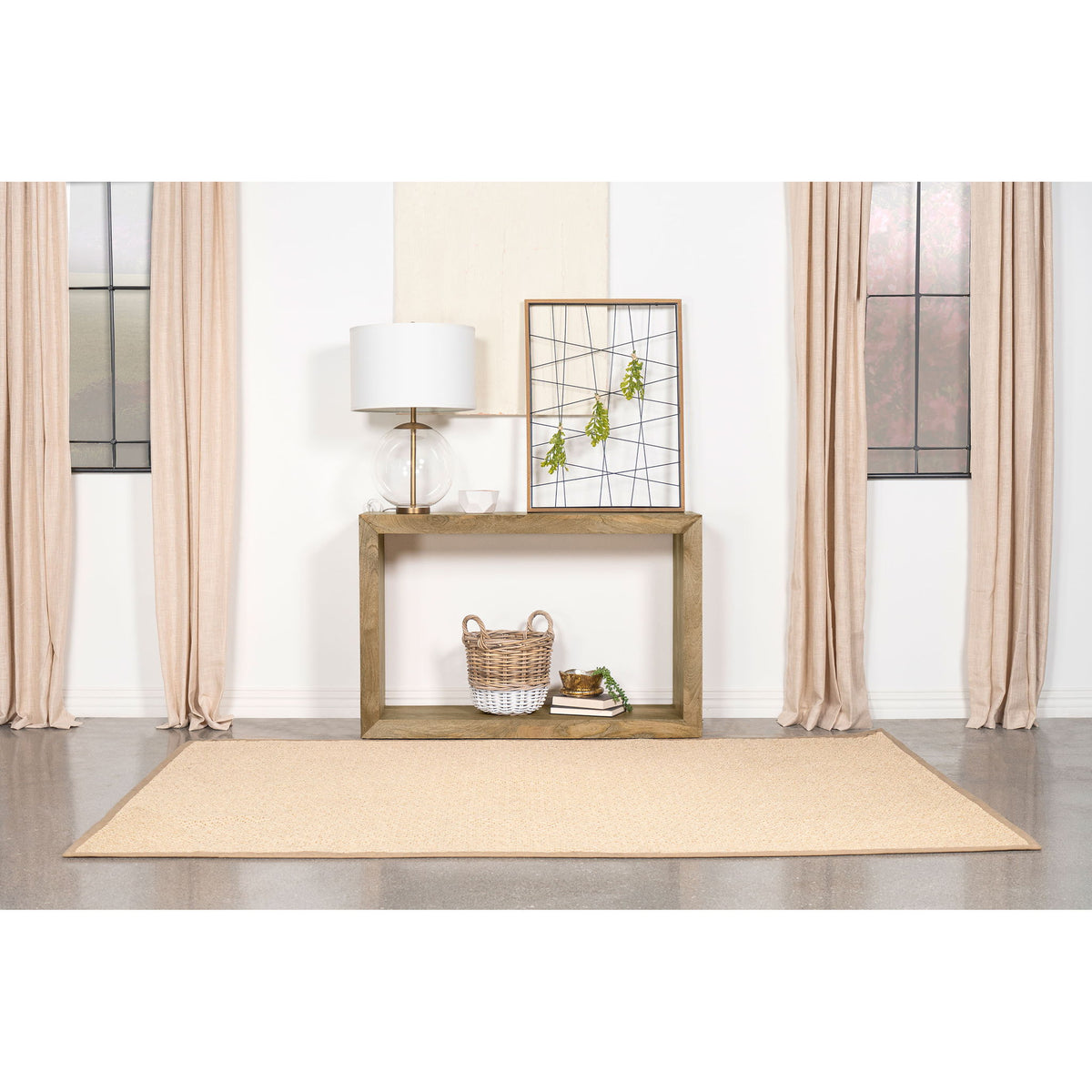 Mesa - Consola rectangular con diseño de estructura abierta y líneas limpias - Natural