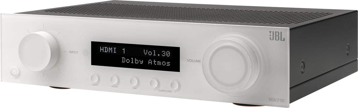 JBL - MA710 90W 7.2ch Bluetooth and WiFi Capable HDR and Dolby Atmos 8k Ultra HD Compatible AV Home Theater Receiver - White