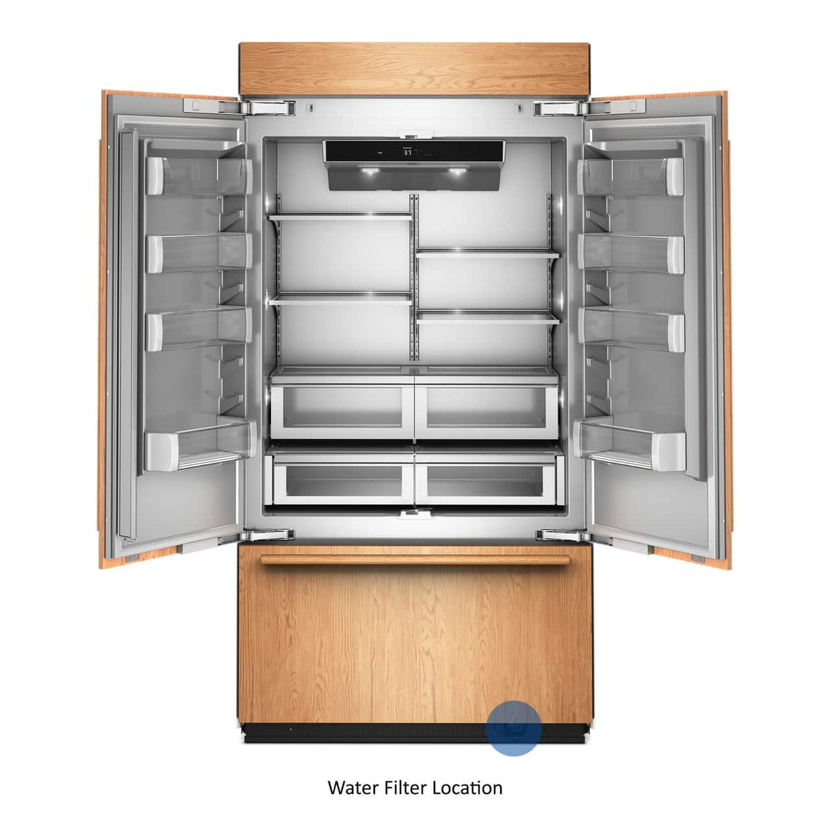 KitchenAid - 42" wide 24.2 cu. ft. Built-In Panel-Ready (not included) French Door Bottom Mount Refrigerator with Platinum Interior - Custom Panel Ready