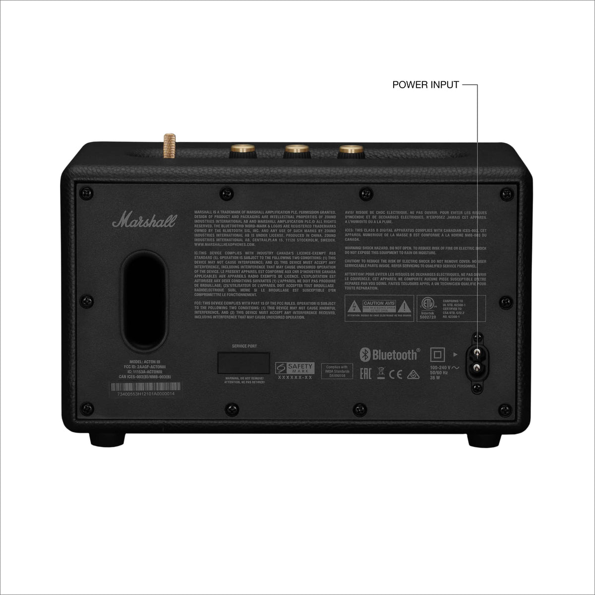 Marshall - Acton III Bluetooth Home Speaker with Bass / Treble / Volume Controls and 3.5 mm Auxiliary Input - Black