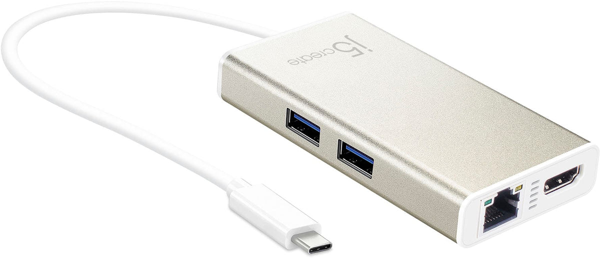 j5create - USB-C Multi-Adapter - HDMI/Ethernet/USB 3.1 HUB/PD 3.0 - Champagne Metallic