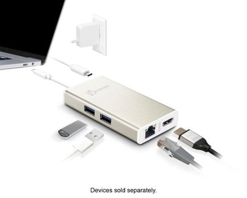 j5create - USB-C Multi-Adapter - HDMI/Ethernet/USB 3.1 HUB/PD 3.0 - Champagne Metallic