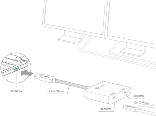 j5create - USB 3.0 to Dual HDMI Multi-Monitor Adapter - Silver