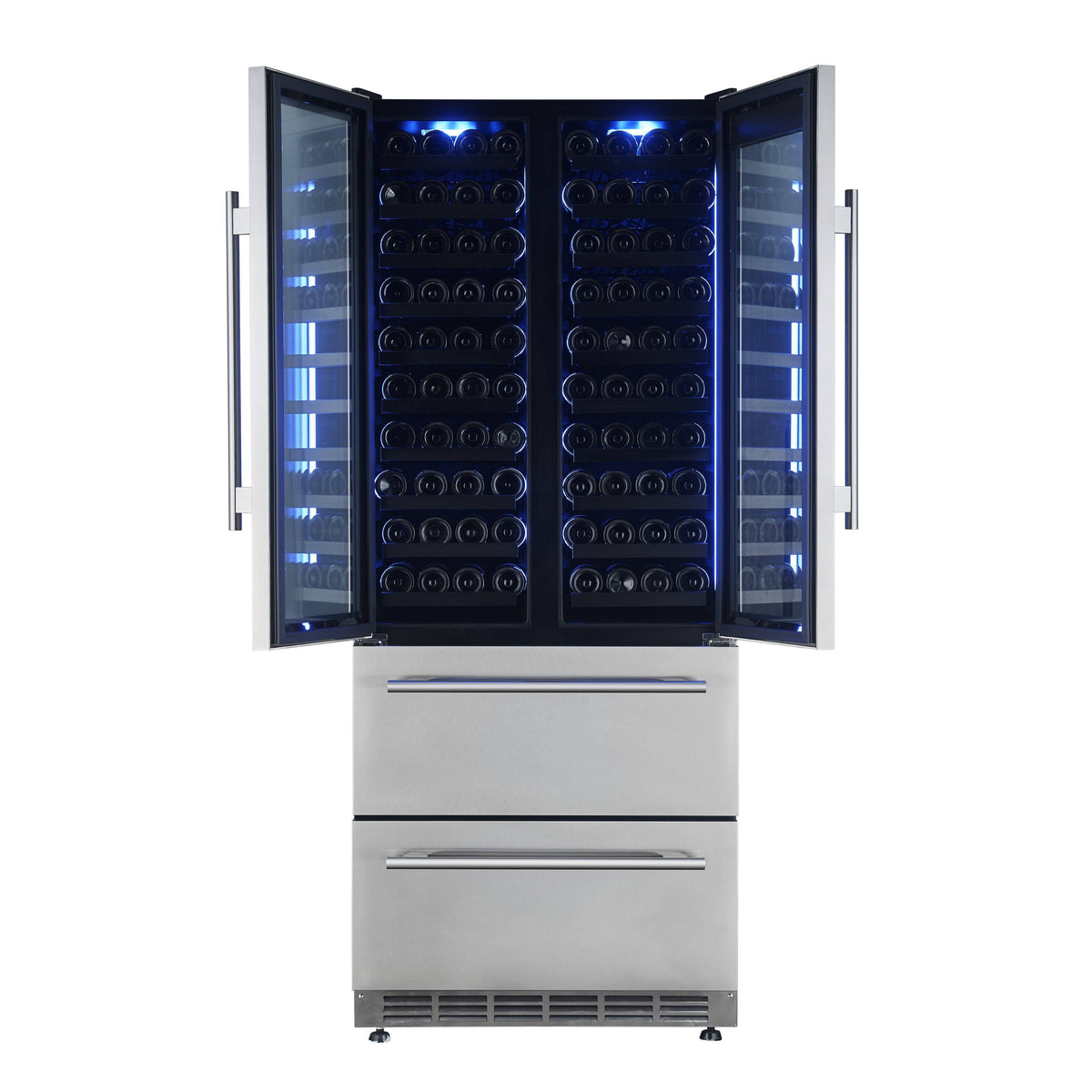 Forno Appliances - Campania 120-Bottle Built-In Dual Zone Wine Cellar & Beverage Cooler - Stainless Steel