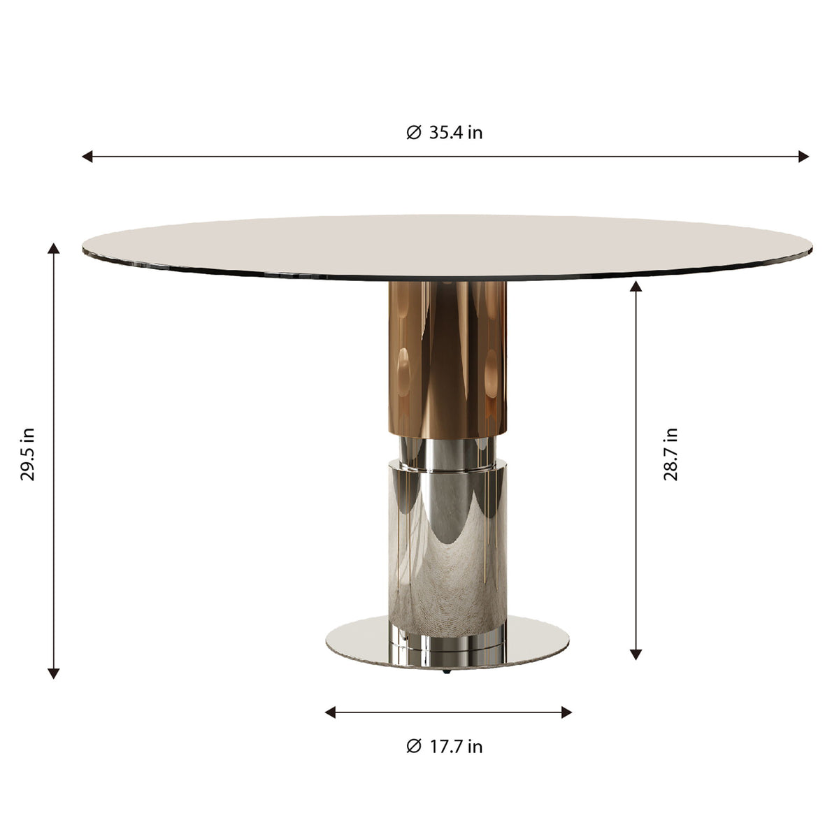 Mesa de comedor redonda / Tapa de vidrio templado - Marrón