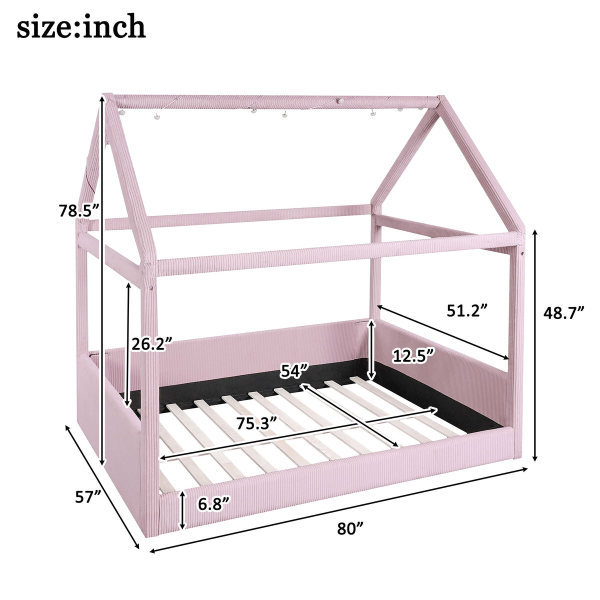 Upholstered House Style Daybed With LED Light Strips