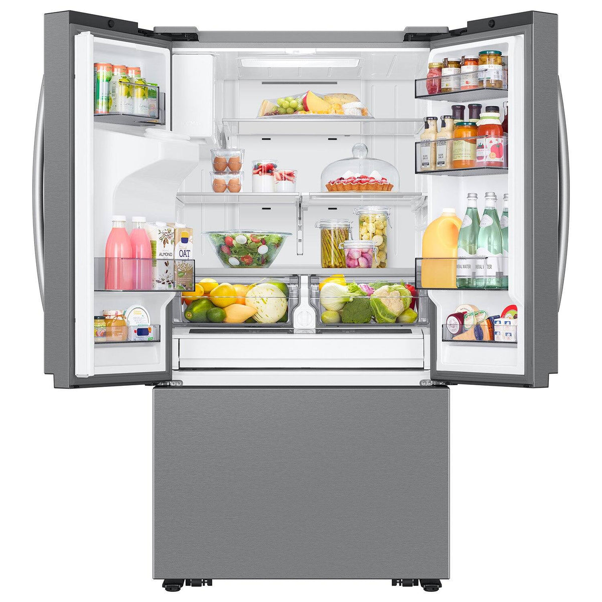 Samsung - 36 in. Wide Bespoke AI 31 cu. ft. Mega Capacity 3-Door French Door Refrigerator with External Water & Ice Dispenser - Stainless Steel