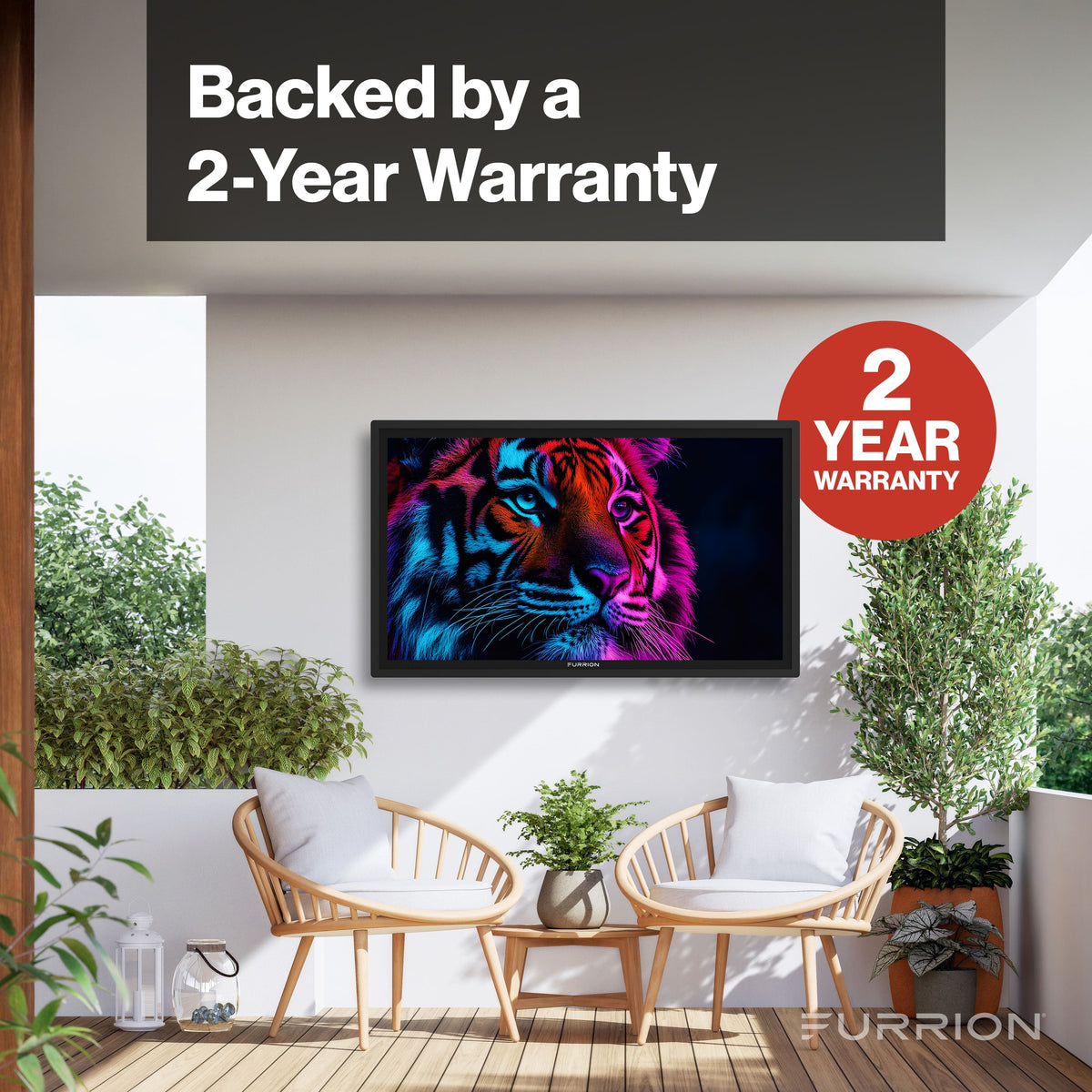 Furrion - Aurora 43" Partial-Sun 2 Outdoor Smart 4K LED Impact-Resistant Screen WiFi-Boosting Antennas 750 Nit