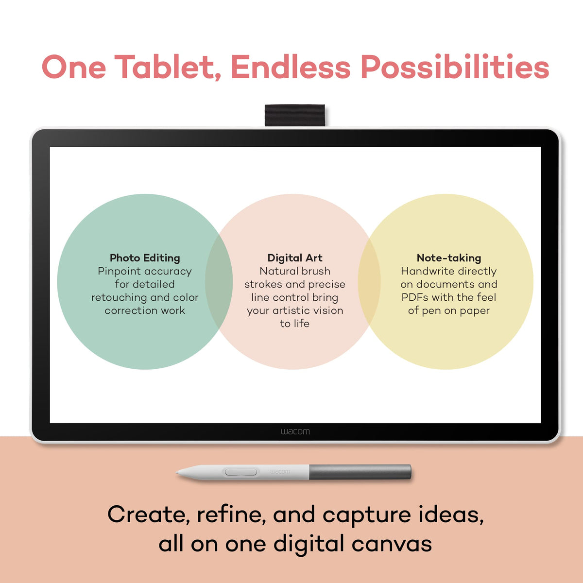 Wacom - One 14 (2025) Pen Display Drawing Tablet - White