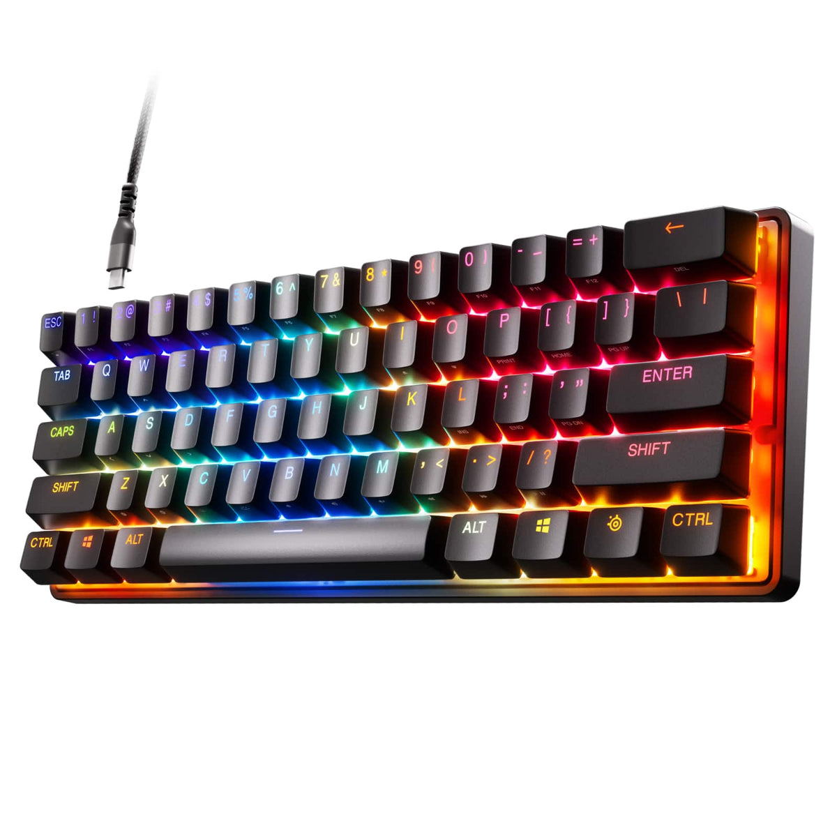 SteelSeries - Apex 9 Mini 60% Wired Optical OptiPoint Adjustable Actuation Switch Gaming Keyboard with Rapid Tap - Black
