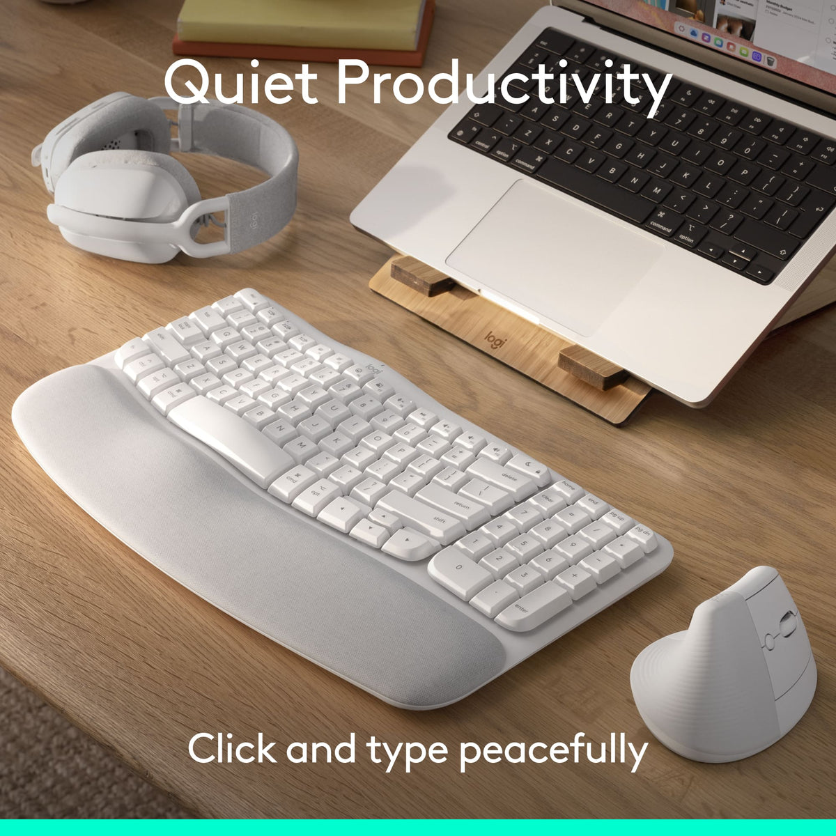 Logitech - Wave Keys for Mac and Lift Vertical for Mac Wireless Ergonomic Keyboard and Mouse Bundle for macOS/iPadOS - Off-White