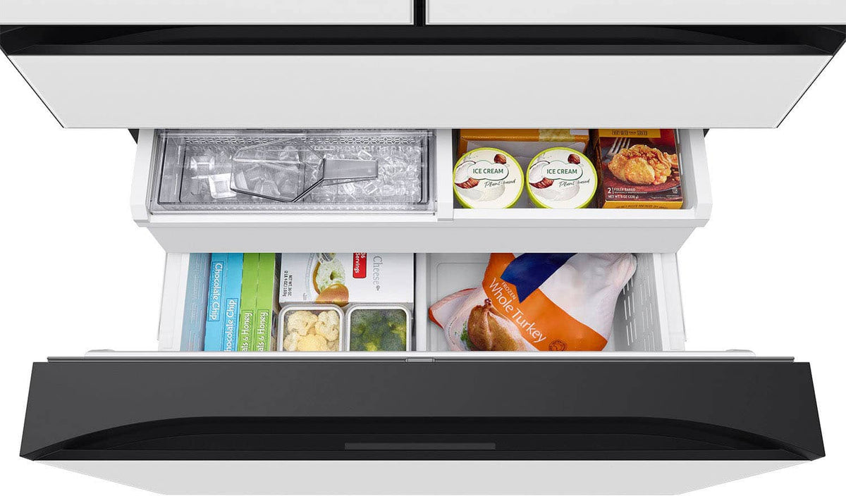 Samsung - 36 in. Wide Bespoke 23 cu. ft. Counter Depth 4-Door French Door Refrigerator with AI Family Hub+ - White Glass