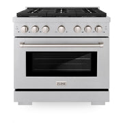 ZLINE - 36 in. Wide 6 Burner Paramount Satin Stainless Gas Range w/ Convection Oven  (SGRS-BR-36) - Stainless Steel