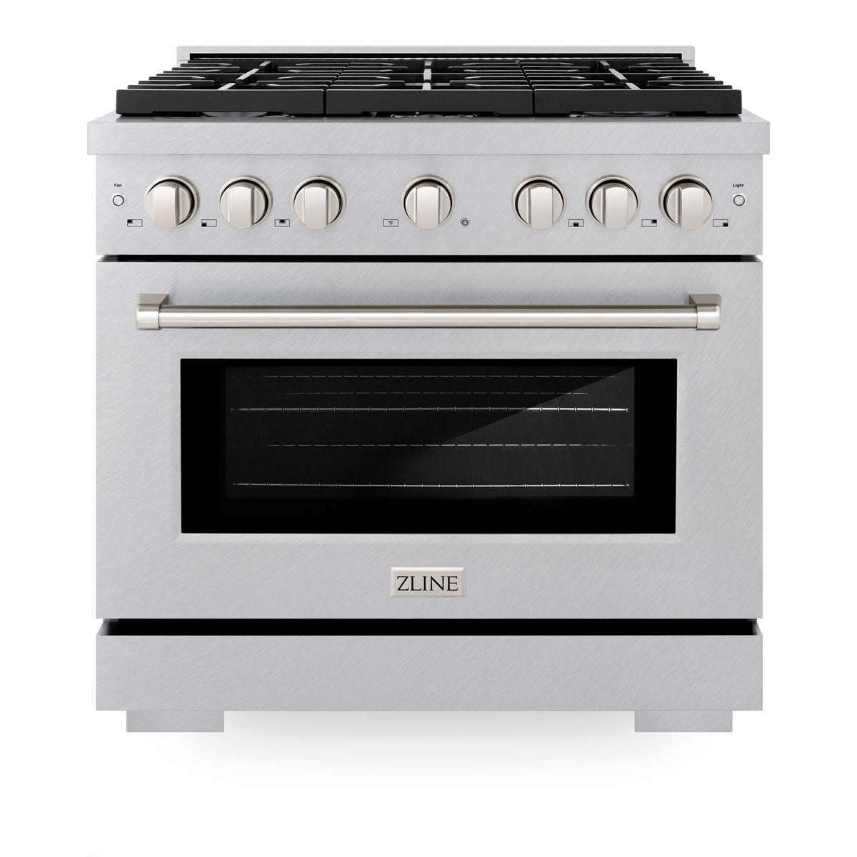 ZLINE - 36 in. Wide 6 Burner Paramount Satin Stainless Gas Range w/ Convection Oven  (SGRS-BR-36) - Stainless Steel