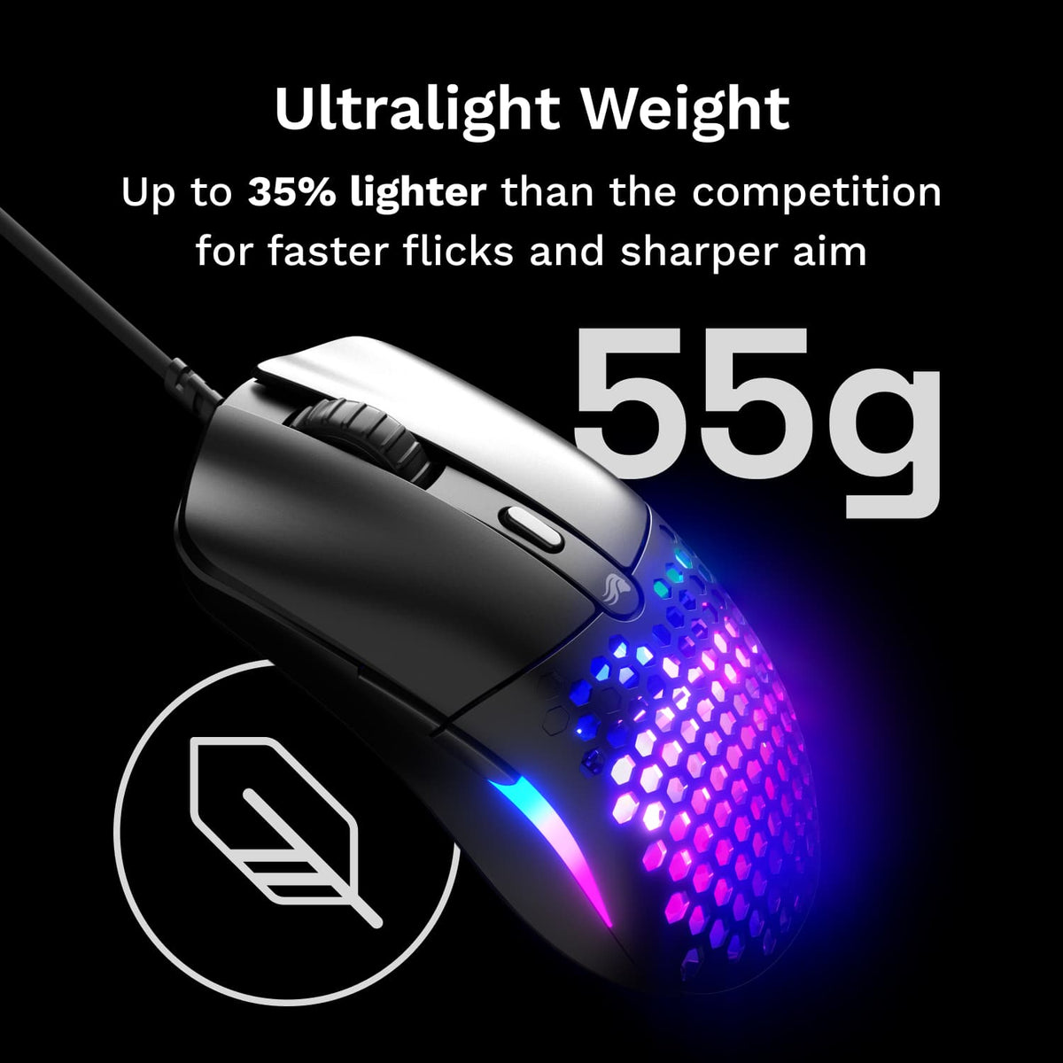 Glorious - Model O Eternal Lightweight Wired Optical Gaming Mouse with Dual-Zone RGB Lighting - Wired - Matte Black