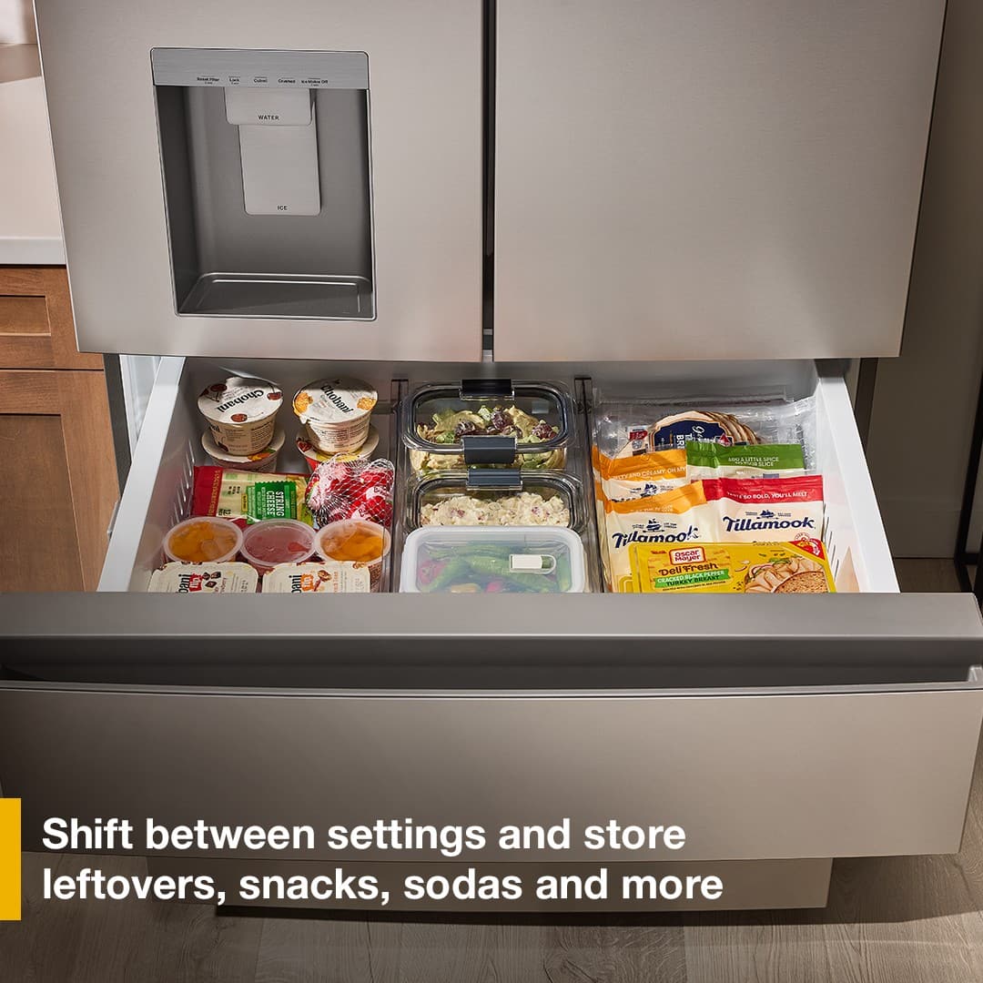 Whirlpool - 36 in. Wide 29 cu. ft. Family-Sized Capacity French Door Refrigerator with Flexible Temperature Drawer - Print Resist Blk Stnlss