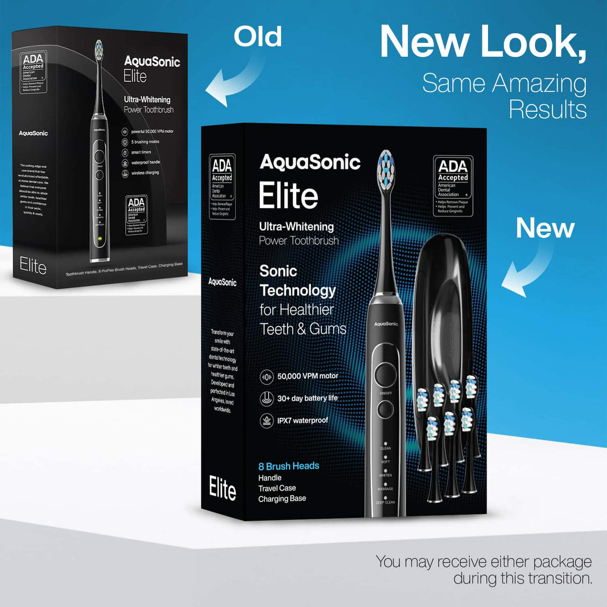 AquaSonic - Elite - Ultra-Whitening Rechargeable Toothbrush - Black