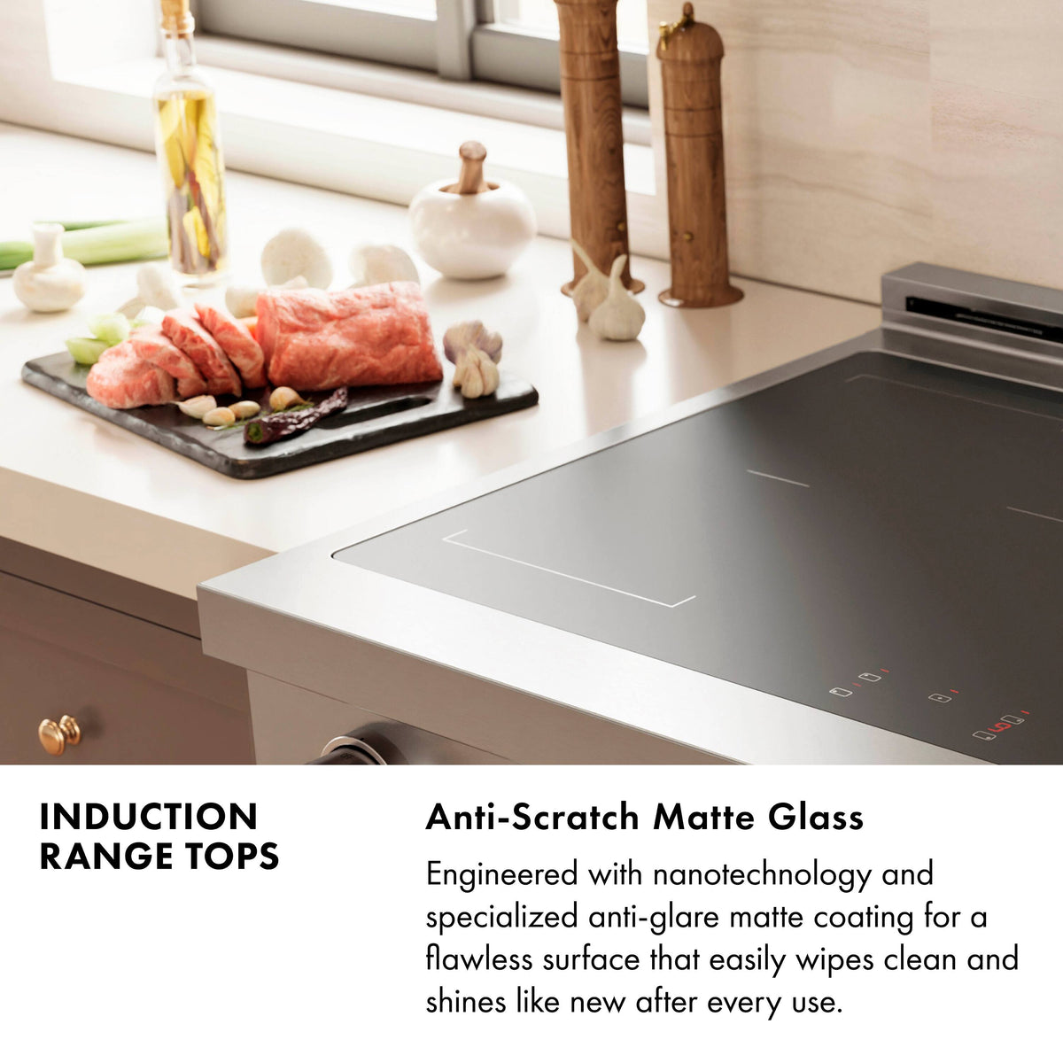 ZLINE - Autograph 30 in. Paramount Built-in Induction Rangetop with 4 Element Cooktop in Satin Steel & Matte Black Accents - Satin Stainless Steel