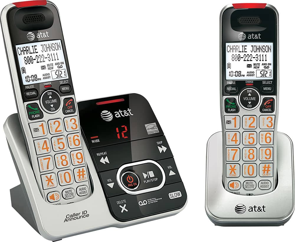 AT&T - AT CRL32202 DECT 6.0 Expandable Cordless Phone System with Digital Answering System - Silver