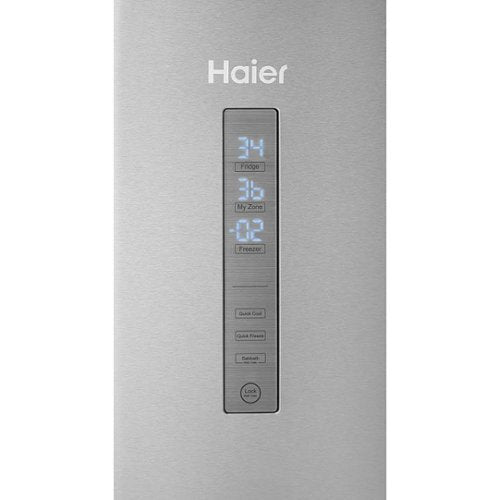 Haier - 28 in. Wide 15 Cu. Ft. Bottom-Freezer Refrigerator with Quick Cool and Freeze - Stainless Steel