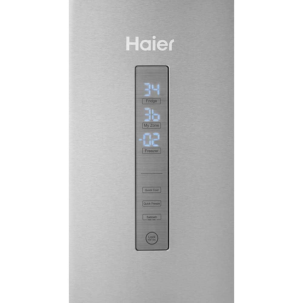 Haier - 28 in. Wide 15 Cu. Ft. Bottom-Freezer Refrigerator with Quick Cool and Freeze - Stainless Steel