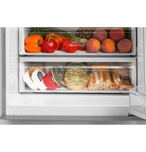 Haier - 28 in. Wide 15 Cu. Ft. Bottom-Freezer Refrigerator with Quick Cool and Freeze - Stainless Steel