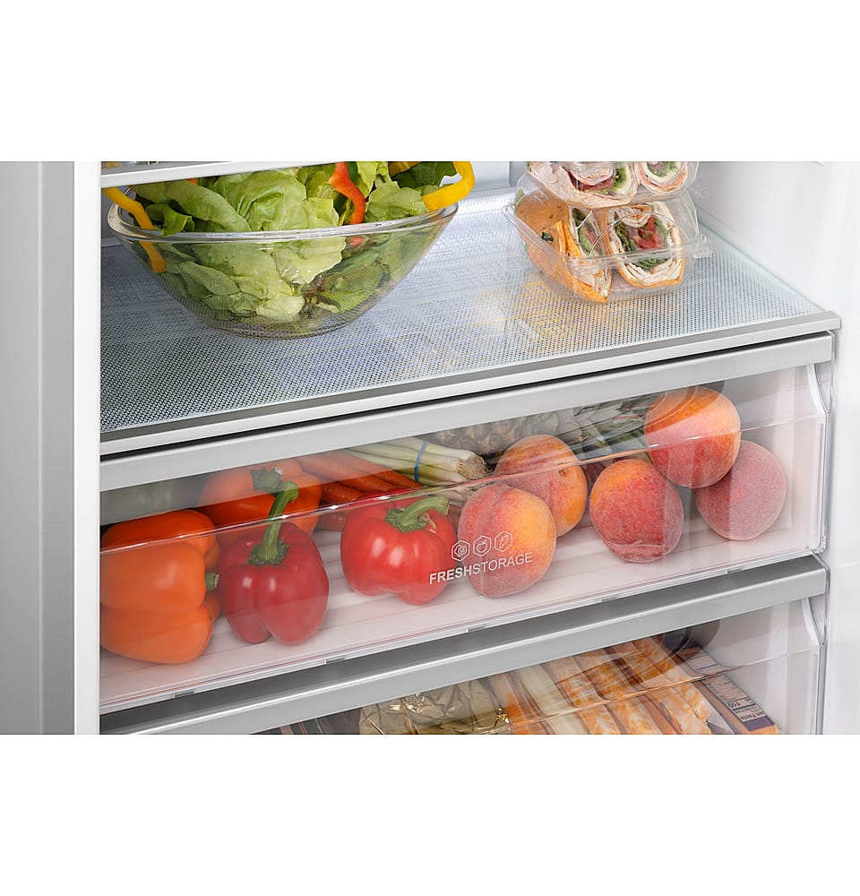Haier - 28 in. Wide 15 Cu. Ft. Bottom-Freezer Refrigerator with Quick Cool and Freeze - Stainless Steel