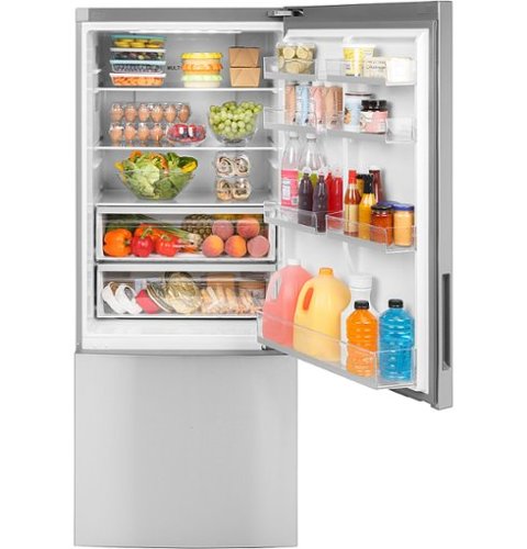 Haier - 28 in. Wide 15 Cu. Ft. Bottom-Freezer Refrigerator with Quick Cool and Freeze - Stainless Steel