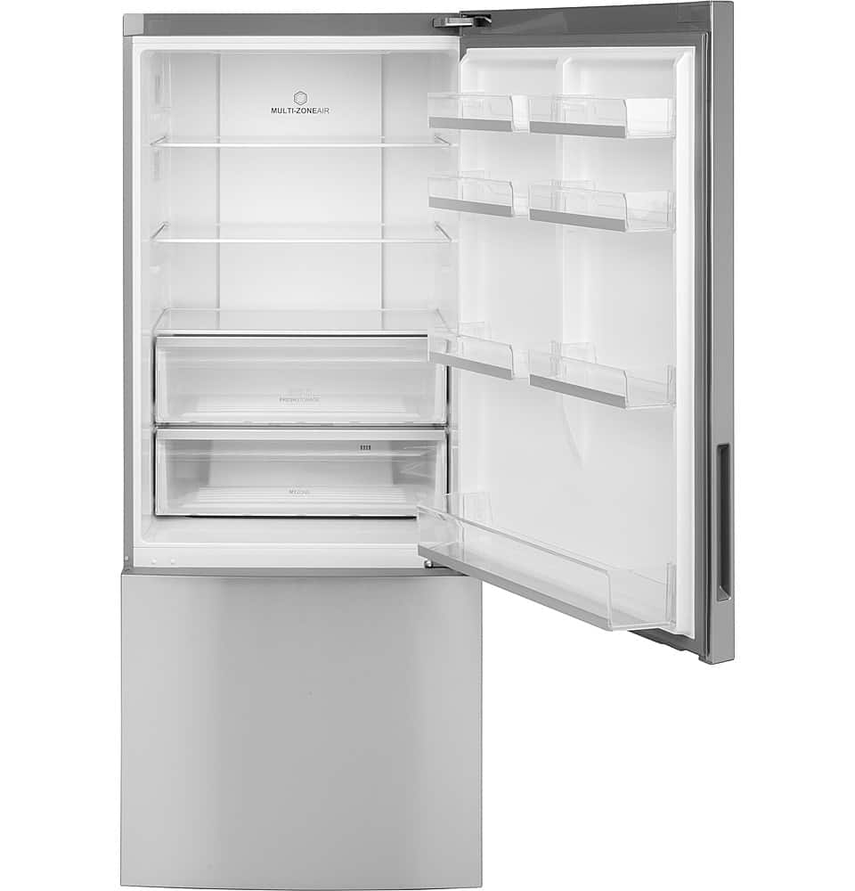 Haier - 28 in. Wide 15 Cu. Ft. Bottom-Freezer Refrigerator with Quick Cool and Freeze - Stainless Steel