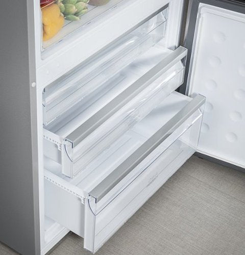 Haier - 28 in. Wide 15 Cu. Ft. Bottom-Freezer Refrigerator with Quick Cool and Freeze - Stainless Steel