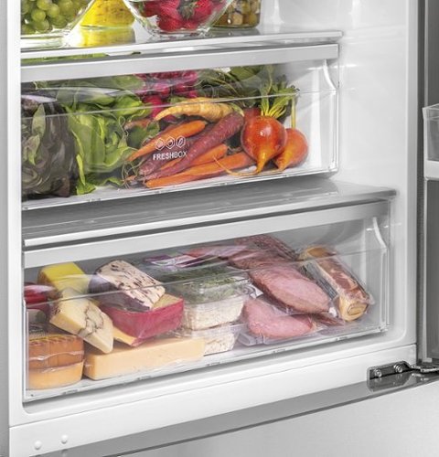 Haier - 28 in. Wide 15 Cu. Ft. Bottom-Freezer Refrigerator with Quick Cool and Freeze - Stainless Steel