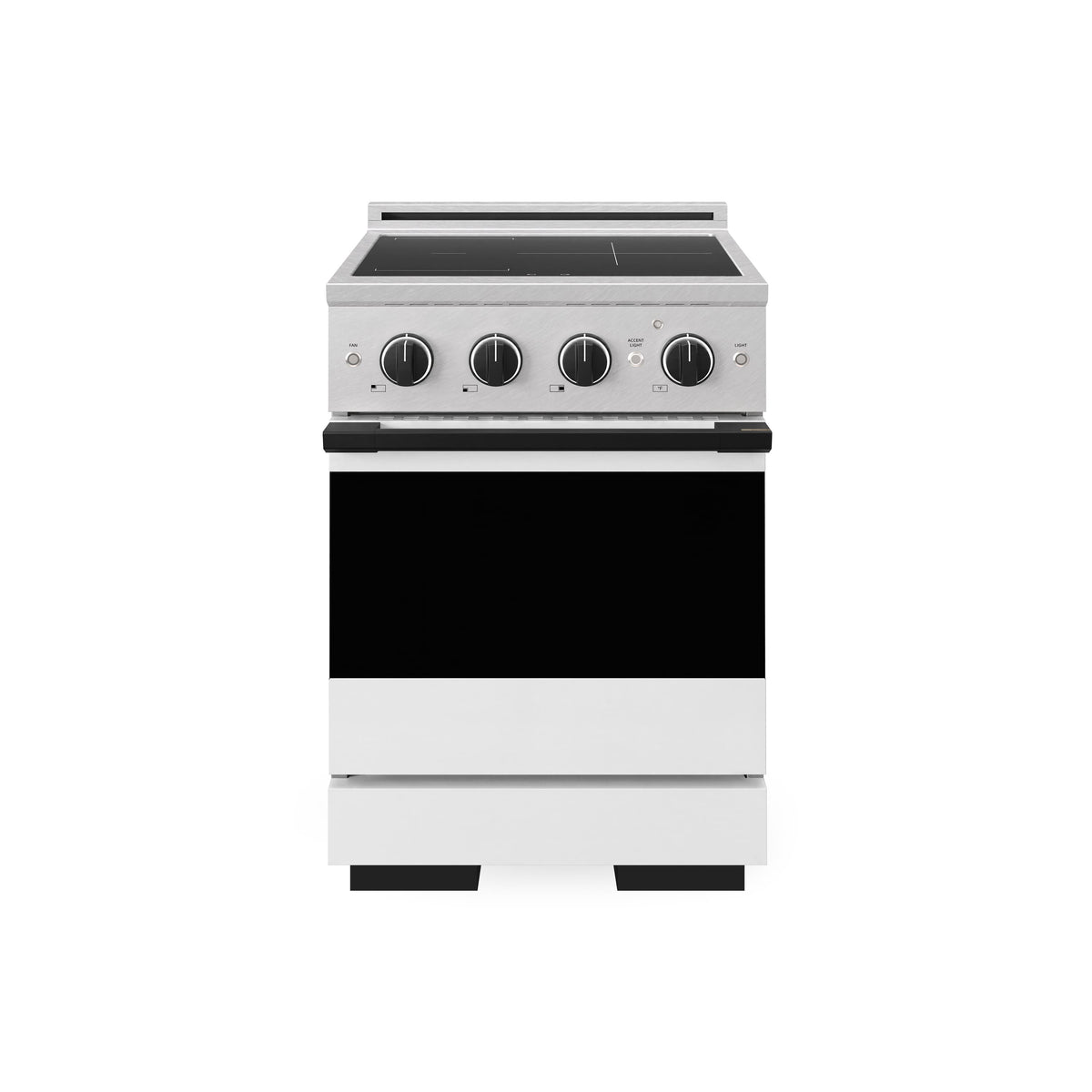 ZLINE - Autograph 24 in. 3.2 cu. ft. Marino Freestanding Induction Range in Satin Steel with Black Accents & White Door - White Matte