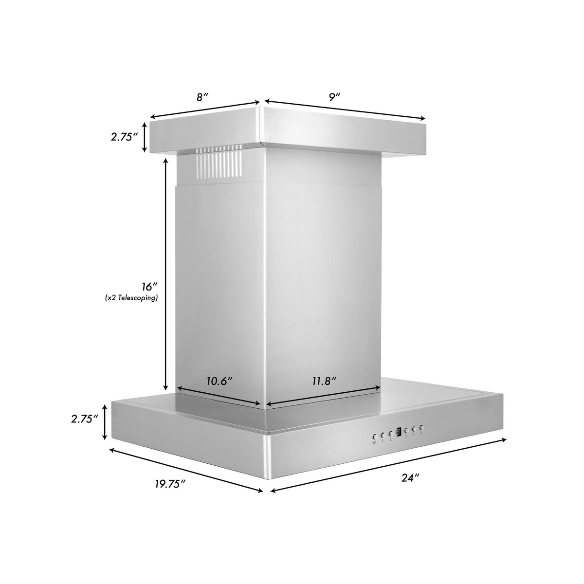 ZLINE - 24 inches - Externally Vented - Wall Range Hood - Stainless Steel