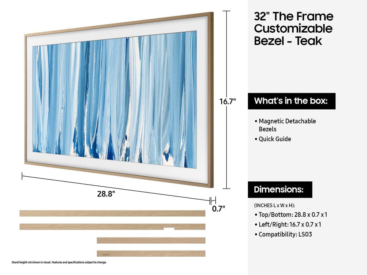 Samsung - 32" The Frame Customizable Bezel - Modern - Teak
