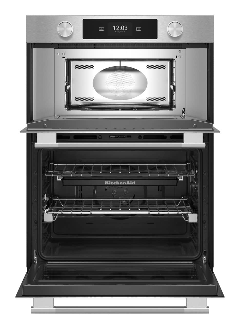 KitchenAid - 30" Smart Built-In Electric Combination Wall Oven with Microwave and Intelligent Cooking Camera - Stainless Steel