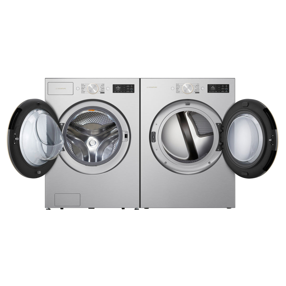 LG - SIGNATURE 5.8 Cu. Ft. Mega Capacity High-Efficiency Stackable Smart Front Load Washer with Steam and ezDispense - Platinum Steel