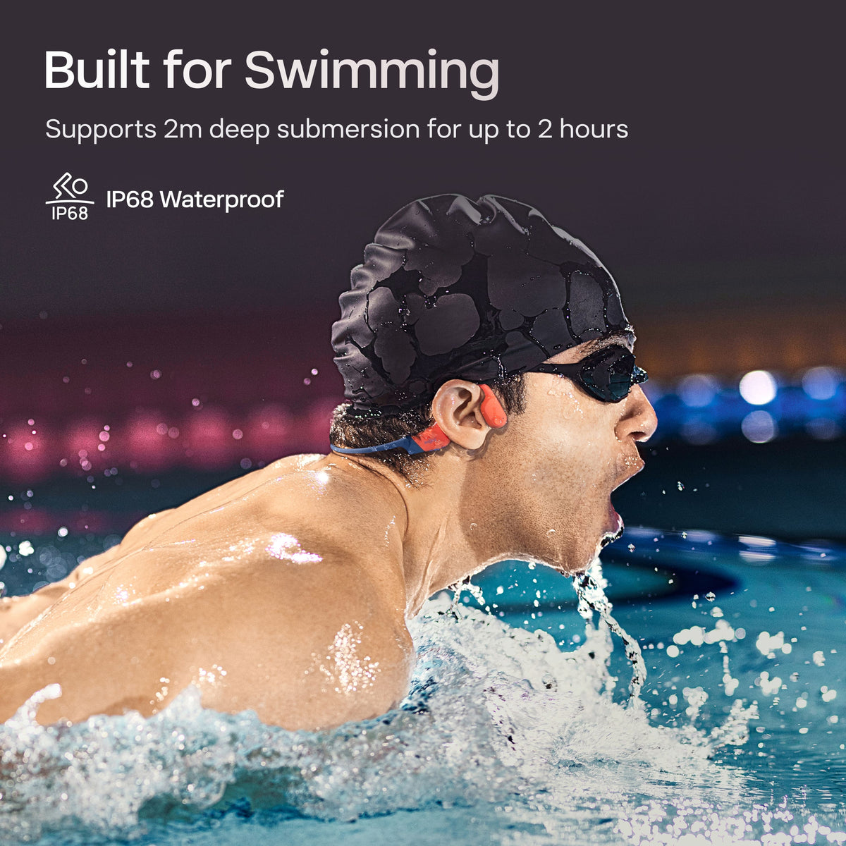 Shokz - OpenSwim Pro Wireless Bone Conduction Open-Ear Bluetooth Sports Headphones - Red