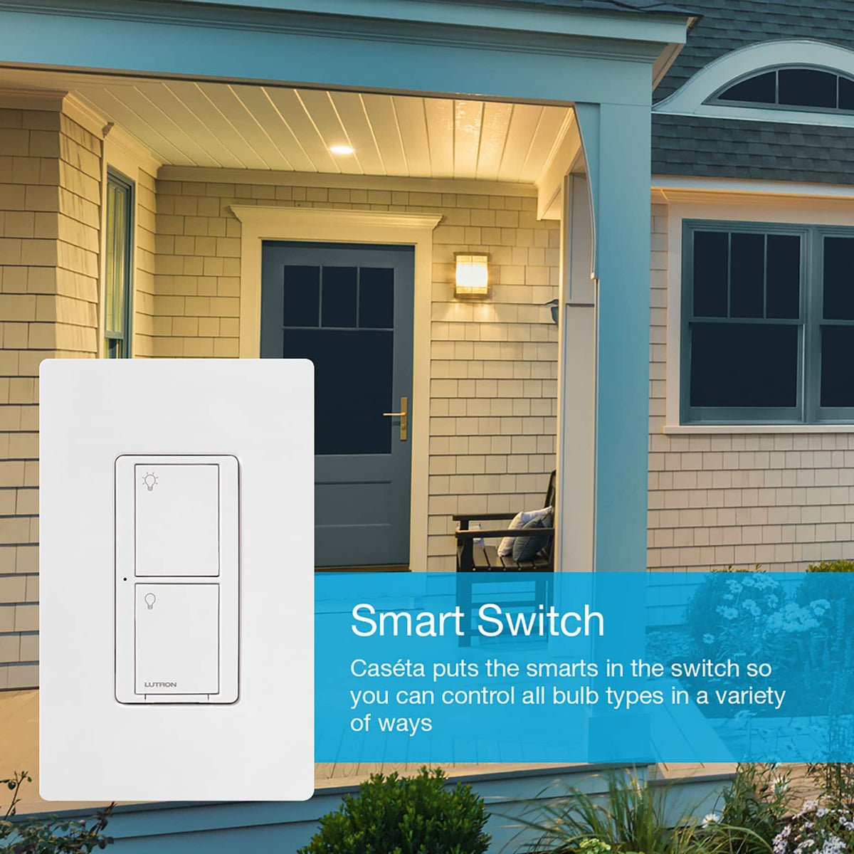 Lutron - Caseta Wireless Smart Lighting Switch for All Bulb Types or Fans, 6A - White